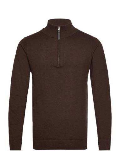 Inancona Tops Knitwear Half Zip Jumpers Brown INDICODE