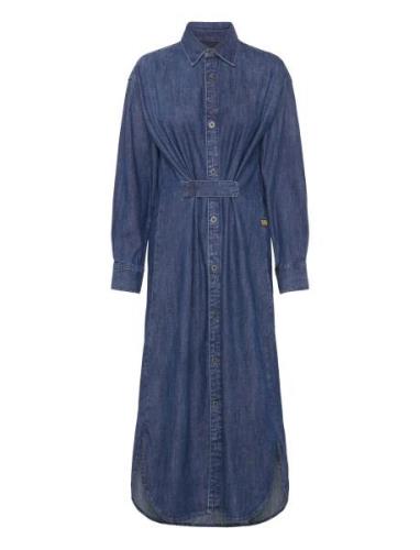 Long Tab Shirt Dress L\S Wmn Maxikjole Festkjole Blue G-Star RAW