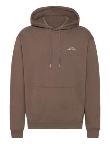 Crew Hoodie Tops Sweatshirts & Hoodies Hoodies Brown Les Deux