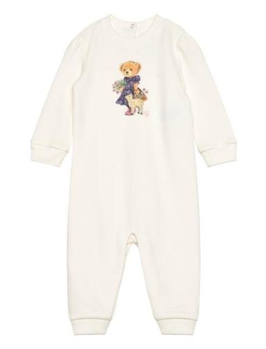 Polo Bear Fleece Coverall Langærmet Body White Ralph Lauren Baby