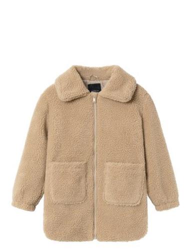 Nkfmishy Teddy Jacket Midi Jakke Beige Name It