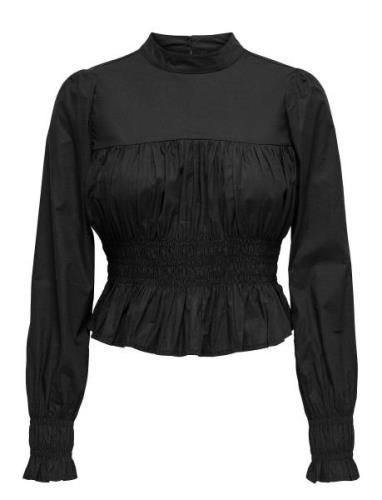 Onlella L/S O-Neck Smock Top Ptm Tops Blouses Long-sleeved Black ONLY