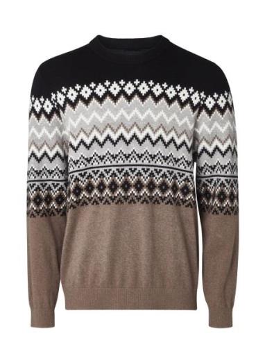 Bret Fair Isle Sweater Tops Knitwear Round Necks Brown Lexington Cloth...