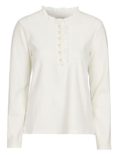 Frances Frill Rugger Tops T-shirts & Tops Long-sleeved Cream Newhouse