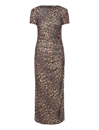 Leopard Dress With Ruffled Details Maxikjole Festkjole Brown Mango