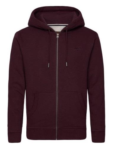 Essential Logo Zip Hoodie Tops Sweatshirts & Hoodies Hoodies Burgundy ...