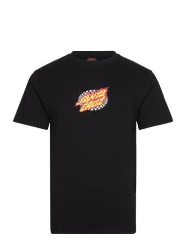 Oval Check Flame Front Tops T-Kortærmet Skjorte Black Santa Cruz