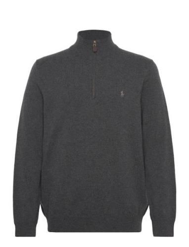 Wool Quarter-Zip Sweater Tops Knitwear Half Zip Jumpers Grey Polo Ralp...