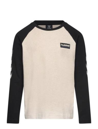 Hmlmelvin T-Shirt L/S Tops T-shirts Long-sleeved T-Skjorte Beige Humme...