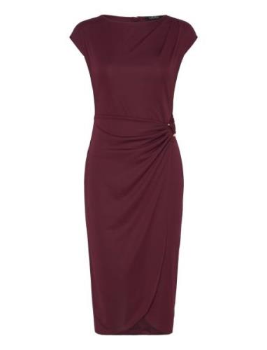 Ring-Trim Jersey Cap-Sleeve Dress Dresses Evening Dresses Burgundy Lau...