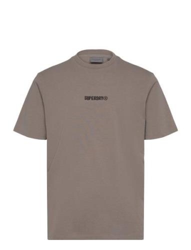 Micro Logo Graphic Loose Tee Tops T-Kortærmet Skjorte Beige Superdry