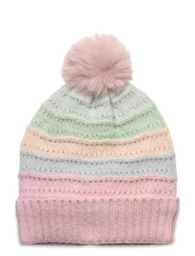 Beanie Rainbow W Pompom Accessories Headwear Hats Beanie Pink Lindex