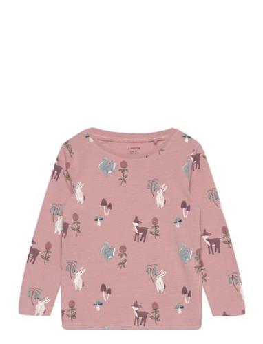 Top Animal Flower Aop Tops T-shirts Long-sleeved T-Skjorte Pink Lindex