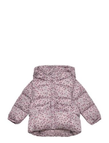 Flowers Print Quilted Anorak Foret Jakke Pink Mango