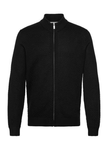 Bs Eaton Regular Fit Knitwear Tops Knitwear Full Zip Jumpers Black Bru...