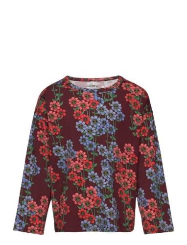 Daisys Aop Ls Tee Tops T-shirts Long-sleeved T-Skjorte Red Mini Rodini