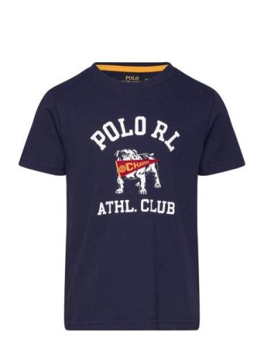 Cotton Jersey Graphic Tee Tops T-Kortærmet Skjorte Navy Ralph Lauren K...