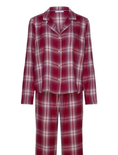 Ls Flnl Shirt Pj Set  Pyjamas Nattøj Red Tommy Hilfiger