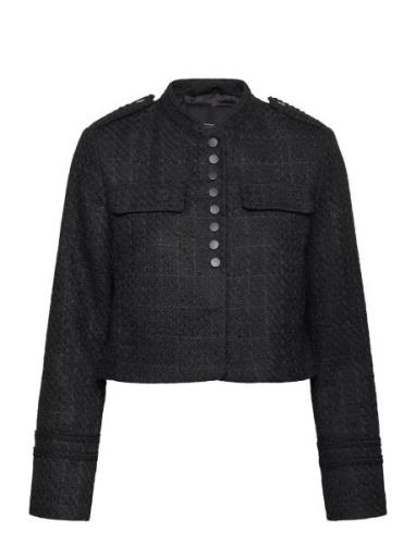 Felice Tweed Military Jacket Blazers Single Breasted Blazers Black Fre...