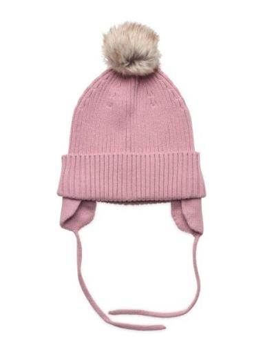 Cap Knitted W Pom Pom Accessories Headwear Hats Beanie Pink Lindex