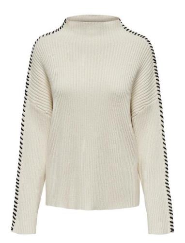 Onlqueenie Ls Contrast High Neck Prm Knt Tops Knitwear Jumpers Cream O...