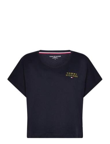 Ss T-Shirt Gold Embroidery Top Navy Tommy Hilfiger