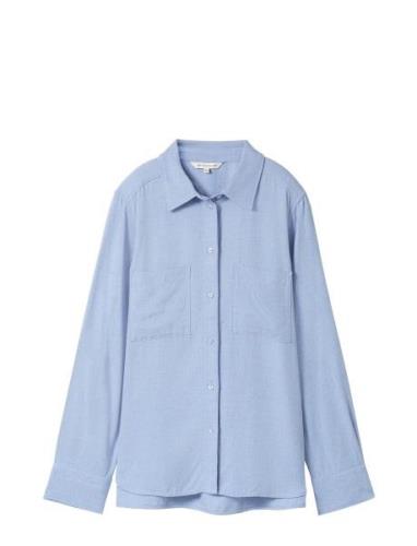 Cosy Melange Blouse Tops Shirts Long-sleeved Blue Tom Tailor