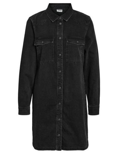 Nmnew Signe L/S Denim Dress Vi001Bl Noos Knælang Kjole Black NOISY MAY