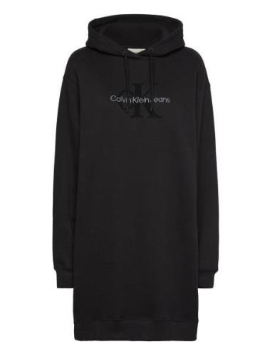 Chenille Monologo Hoodie Dress Kort Kjole Black Calvin Klein Jeans