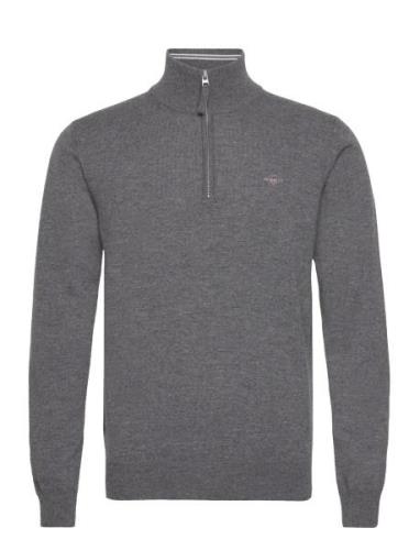 Superfine Lambswool Half Zip Tops Knitwear Half Zip Jumpers Grey GANT