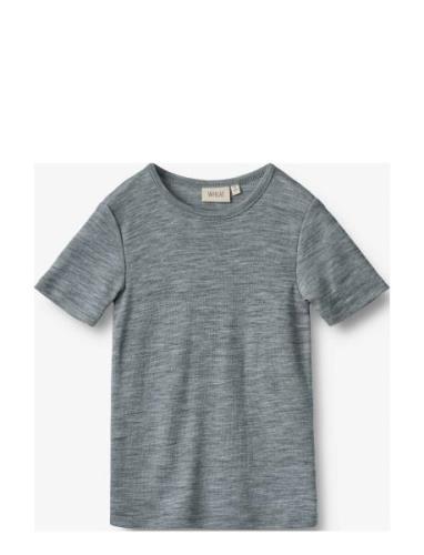 Wool T-Shirt S/S Seo Tops T-Kortærmet Skjorte Grey Wheat