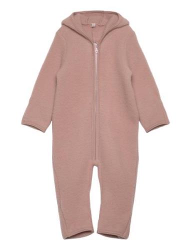 Pram Suit Wool Fleece  Outerwear Fleece Outerwear Fleece Suits Pink Hu...