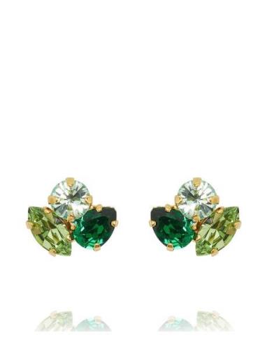 Ana Earrings Gold Ørestickere Smykker Green Caroline Svedbom