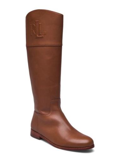 Justine Burnished Leather Riding Boot Lange Støvler Brown Lauren Ralph...