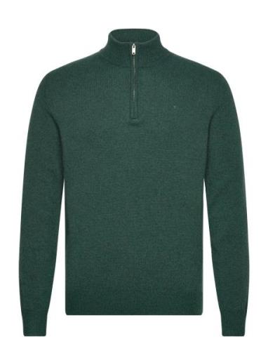 Lambswool Hzip Tops Knitwear Half Zip Jumpers Green Hackett London