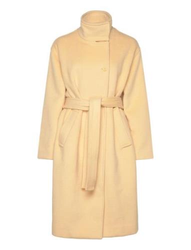 Long Sleeve High Collar Coat, 2268 Uldfrakke Frakke Yellow STINE GOYA