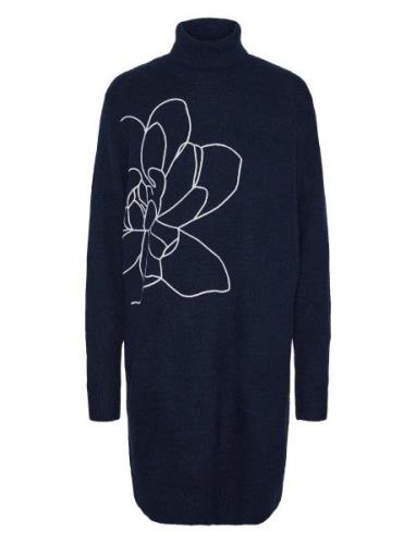 Yasjuva Roll Neck Knit Dress S. Knælang Kjole Navy YAS