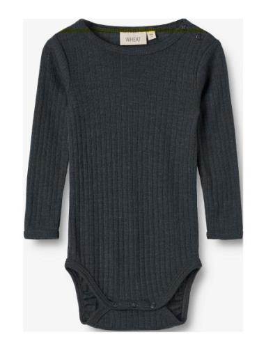 Wool Silk Body L/S Lucca Bodies Long-sleeved Navy Wheat