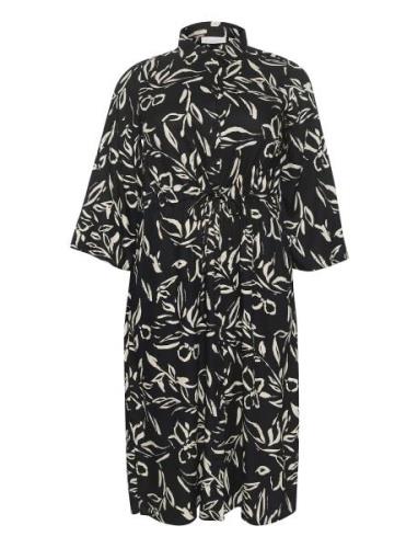 Kcflora Shirt Dress Knælang Kjole Black Kaffe Curve