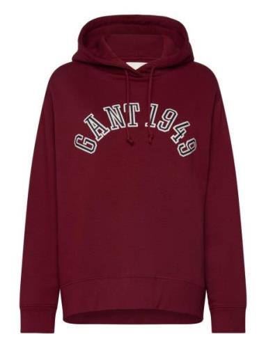 Gant 1949 Arch Hoodie Tops Sweatshirts & Hoodies Hoodies Burgundy GANT