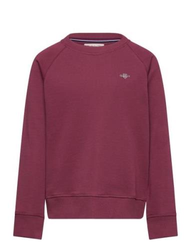 Shield C-Neck Tops Sweatshirts & Hoodies Sweatshirts Burgundy GANT