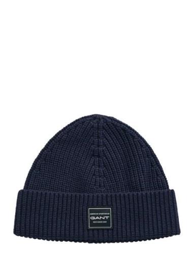 Cotton Ribbed Beanie Accessories Headwear Beanies Blue GANT