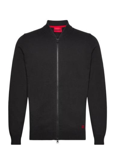 San Jaque-C Tops Knitwear Full Zip Jumpers Black HUGO