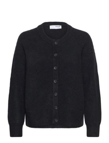 Slfrena Ls Knit Cardigan Camp Tops Knitwear Cardigans Black Selected F...