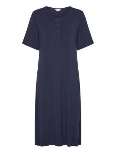 Bamboo Long Nightdress, Short Sleev Nattøj Navy Lady Avenue