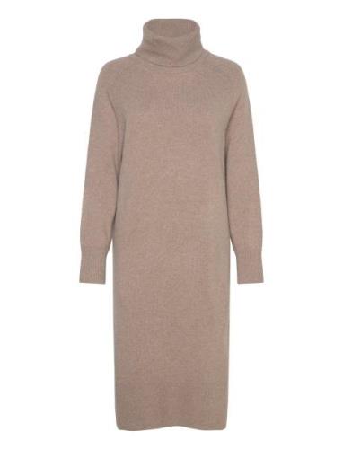 Herringb Detail Rollneck Dress Dresses Knitted Dresses Beige GANT