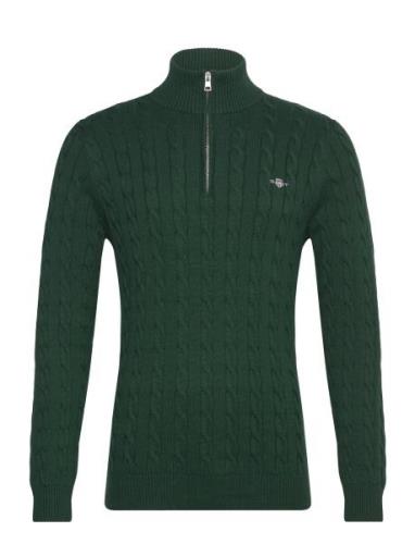 Cotton Cable Half Zip Tops Knitwear Half Zip Jumpers Green GANT