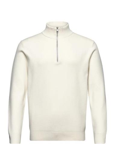 Ecovero Half Zip Knit Tops Knitwear Half Zip Jumpers White Lindbergh