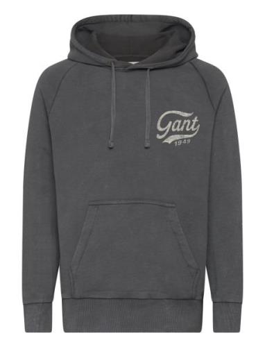 Heavy Wash Hoodie Tops Sweatshirts & Hoodies Hoodies Grey GANT