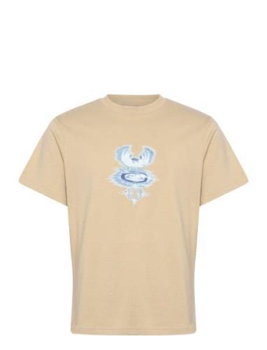 Boxy Graphic Printed T-Shirt Tops T-Kortærmet Skjorte Beige Weekday